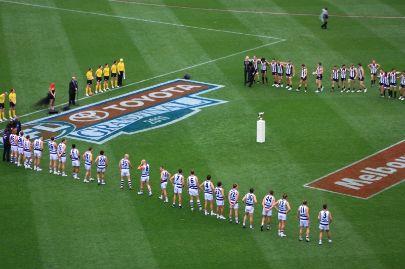PLAYERS LINE UP PRIOR TO NATIONAL ANTHEM