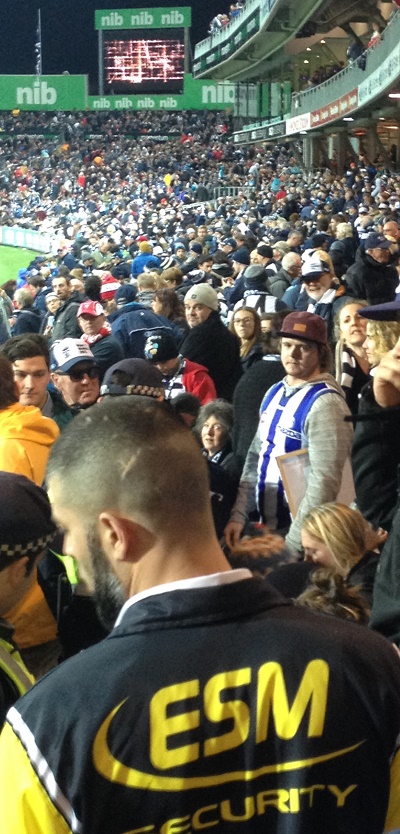 CROWD DISTURBANCE AT THREE QUARTER TIME LEADING TO ONE PERSON LEAVING