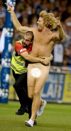 AFL GEELONG CARLTON STREAKER IN ROUND 3 2013